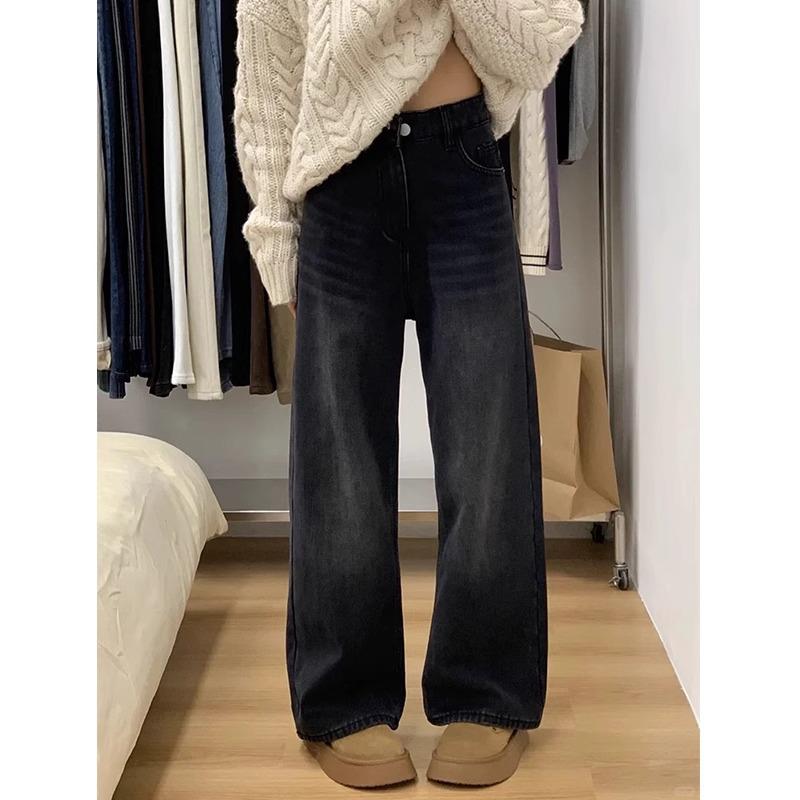 2025 Spring Women's Plus Size Loose Wide-Leg Retro Jeans