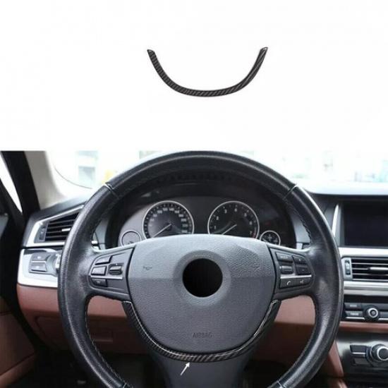 Cover Trim Fit For BMW 5 Series Steering Wheel Sheet Panel 2011-17 Carbon Fiber