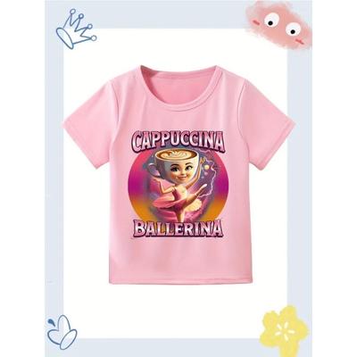 Italian Brainrot Popular Pattern Print Summer Boys and Girls Children's Short Sleeved Pure Cotton Round Neck Loose Top