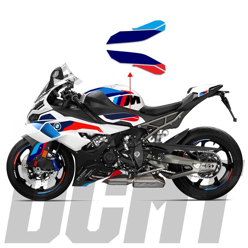 Applicable to BMW S1000RR 2025 whole car sticker, blue and white whole car latte waterproof air guide slot sticker