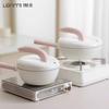 LANMI Nonstick Milk Pot Baby Complementary Food Pot Rust-proof Stock Pot with Rabbit Ear Lid Low-smoke Iron-porcelain Frying Pan