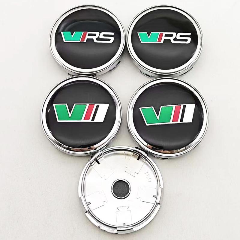 4Pcs 60mm Car Wheel Hub Caps Cover Rim Logo V VRS Badge For Skoda Fabia Octavia Rapid Kodiaq Superb A4 A5 Mk3 Karoq Accessories