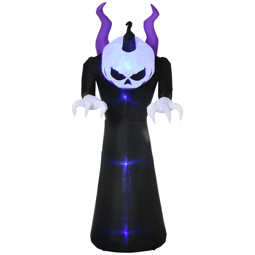 Inflatable Ghost with Pumpkin Head Halloween Decoration with Blue Flame Effect, 88 X 79 X 210 Cm