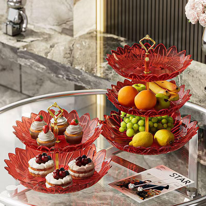 Luxury Minimalist Three-Tier Fruit and Snack Display Plate for Hotel and Home Décor
