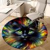1pc Colorful Cat Face Round Carpet Anime Design Chair Mat, Non Slip Rug for Office & Home Decor