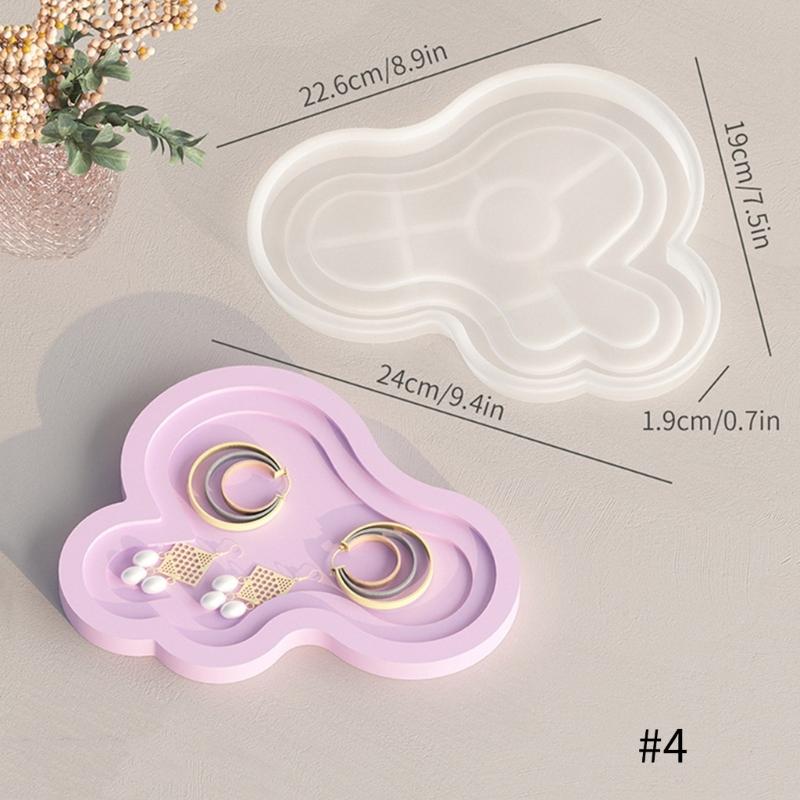 Storage Tray Plaster Silicone Mold DIY Jewelry Display Plate Epoxy Resin Mould Irregular Cloud Shape Cement Dish Making