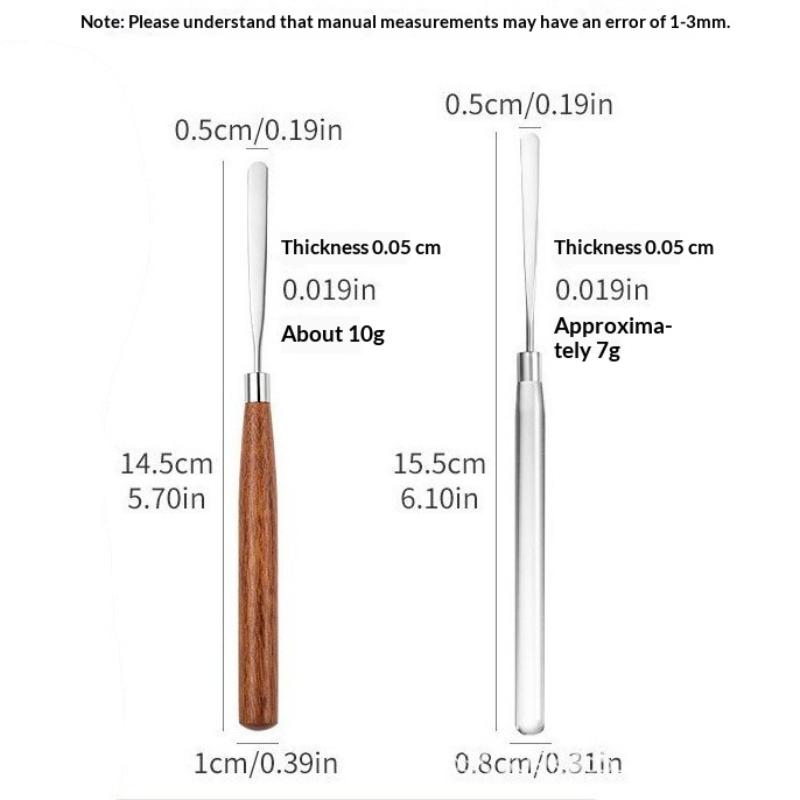 Natural Wood Handle Nail Art Spatula With High Elasticity Stainless Steel Tips Perfect For Home Manicure Salon Use
