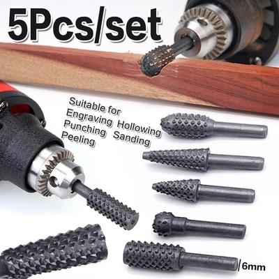 5/10Pcs Steel Wood Rasp File 6mm Shank Grinding Head Drill Bits  for Woodworking Root Carving
