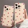 Red Small Heart Pattern Transparent Phone Case Suitable for iPhone 17 16 15 14 13 12 11 Pro/Max/Plus Anti Drop and Shockproof