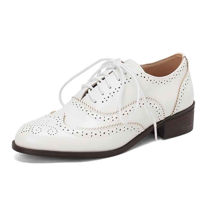Red British Women Oxfords Mixed Color Pink Silver Mid Square Heel Brogues Flats Vintage Dress Party Lady Lace-up Patchwork Shoes