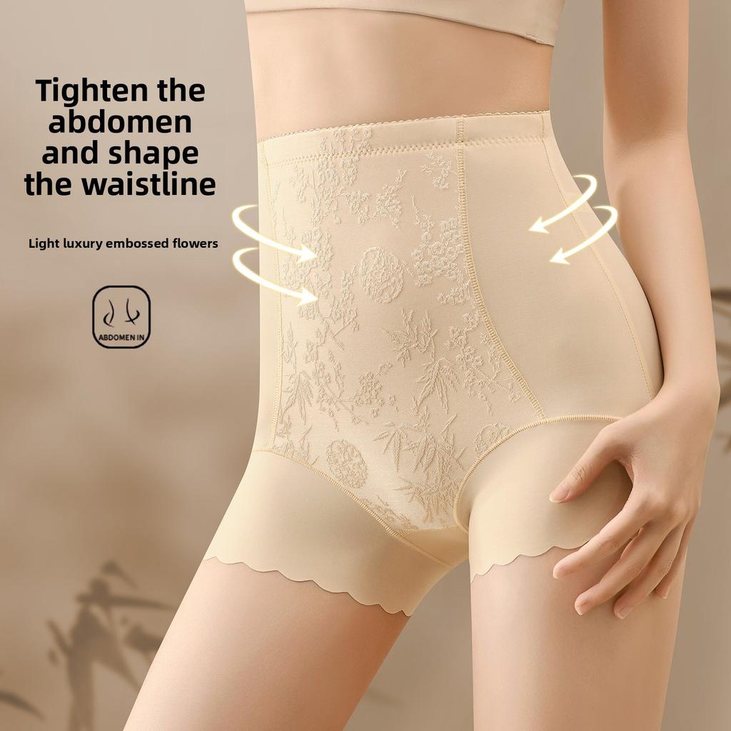 Women's National Style Relief Jacquard Lace Breathable Non Scar Shape Shaped High Waist Belly Lift Hip Flat Angle Underwear