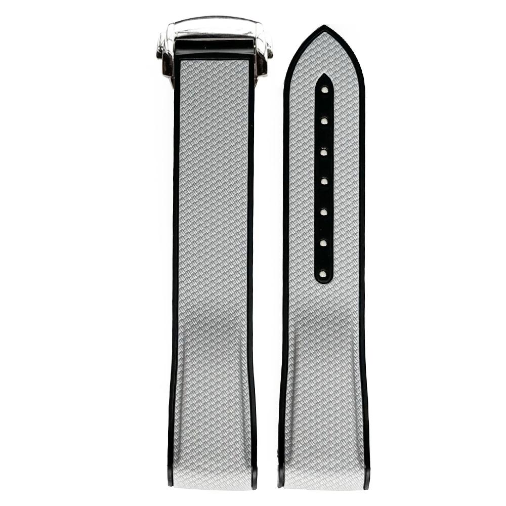 Curved End Silicone Strap Folding Buckle Men Women Soft Waterproof Sport Bracelet Watch Band for Omega x Swatch Moonswatch 20mm