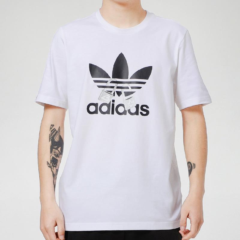 Adidas Originals Clover Vday Tee With Uni Logo Print Round Neck Short Sleeve Men Tops White H07084