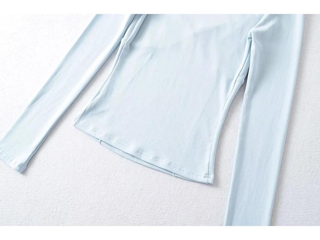 2025 Spring/Summer Women's Slim Fit Halter Neck Long Sleeve Lace Top