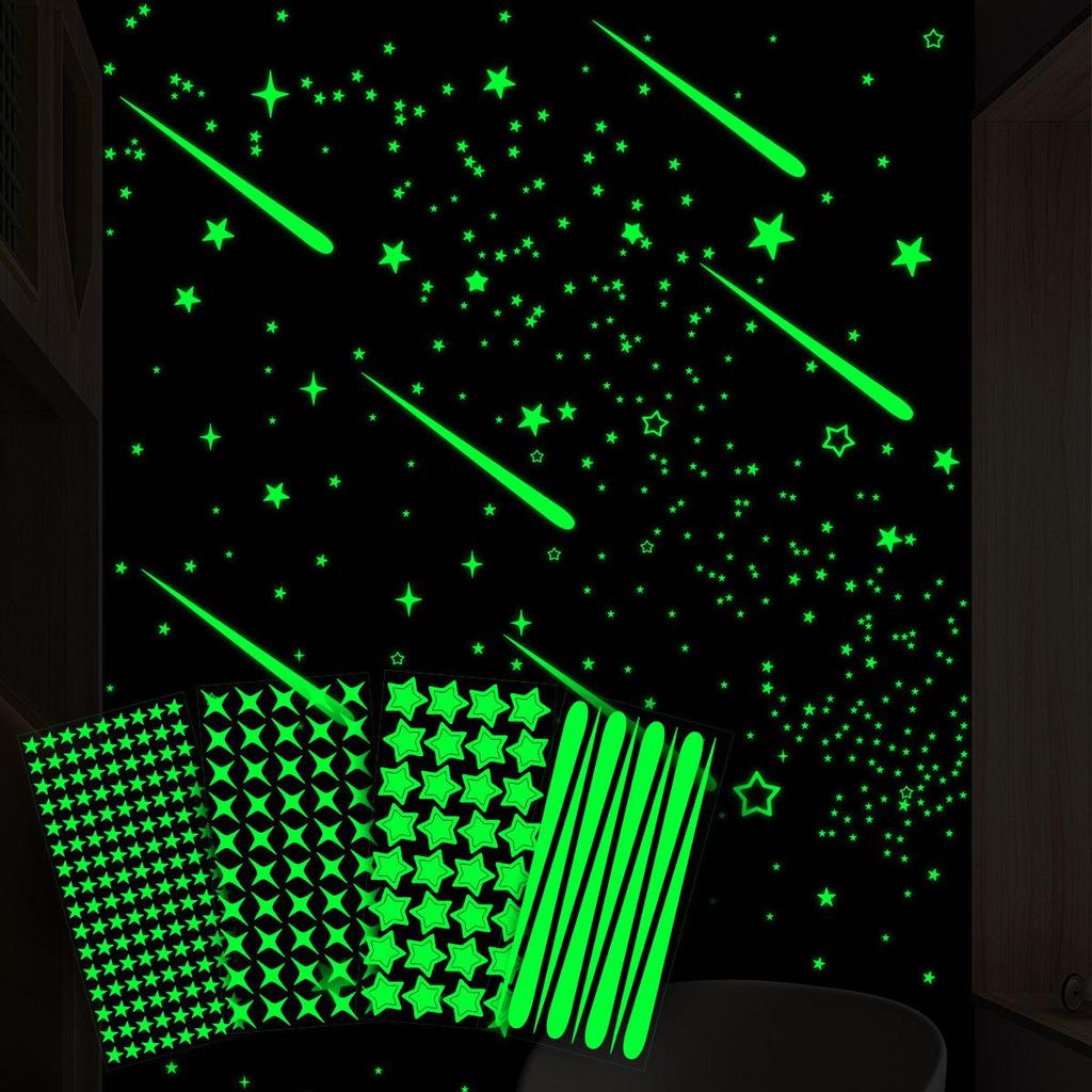 Iridescent Glow-in-the-Dark Star Stickers for Kids' Room, Bedroom, Party, or Window Decoration