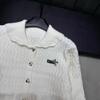 Autumn/Winter 2025 Miu Style Lurex Doll Collar Cardigan - Single-Breasted, Long Sleeve, Loose Fit, Versatile Knit Top