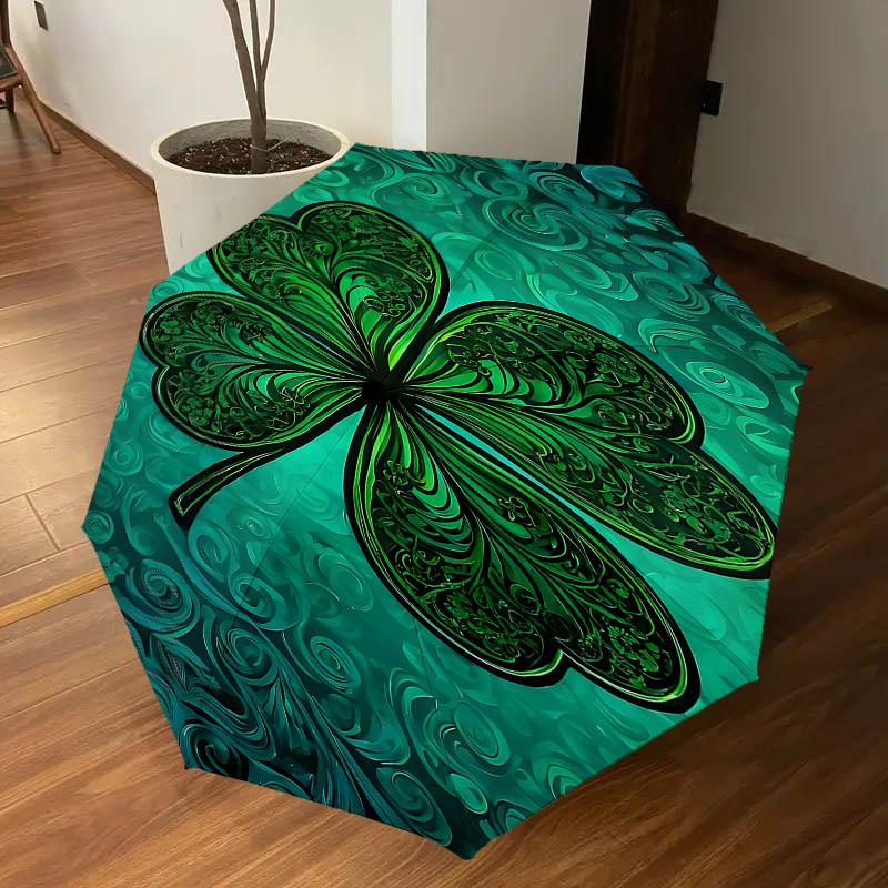 1pc Clover Automatic Open/Close Umbrella Compact Folding Umbrella with 8-Rib Shaft for Women/Men, Elegant Birthday1277S