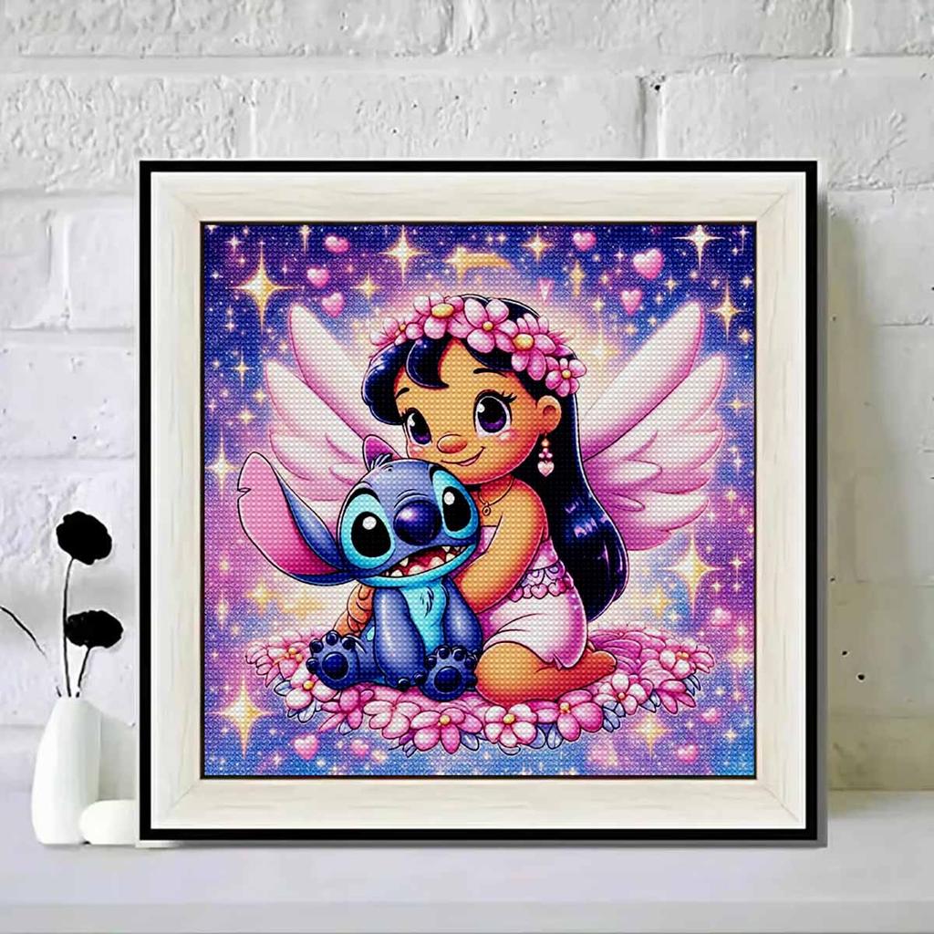 5D DIY Diamond Painting Kit, Lilo & Stitch , Adult Beginner 5D Round Diamond Embroidered Crystal Mosaic Crafts, Suitable for Home Wall Settings