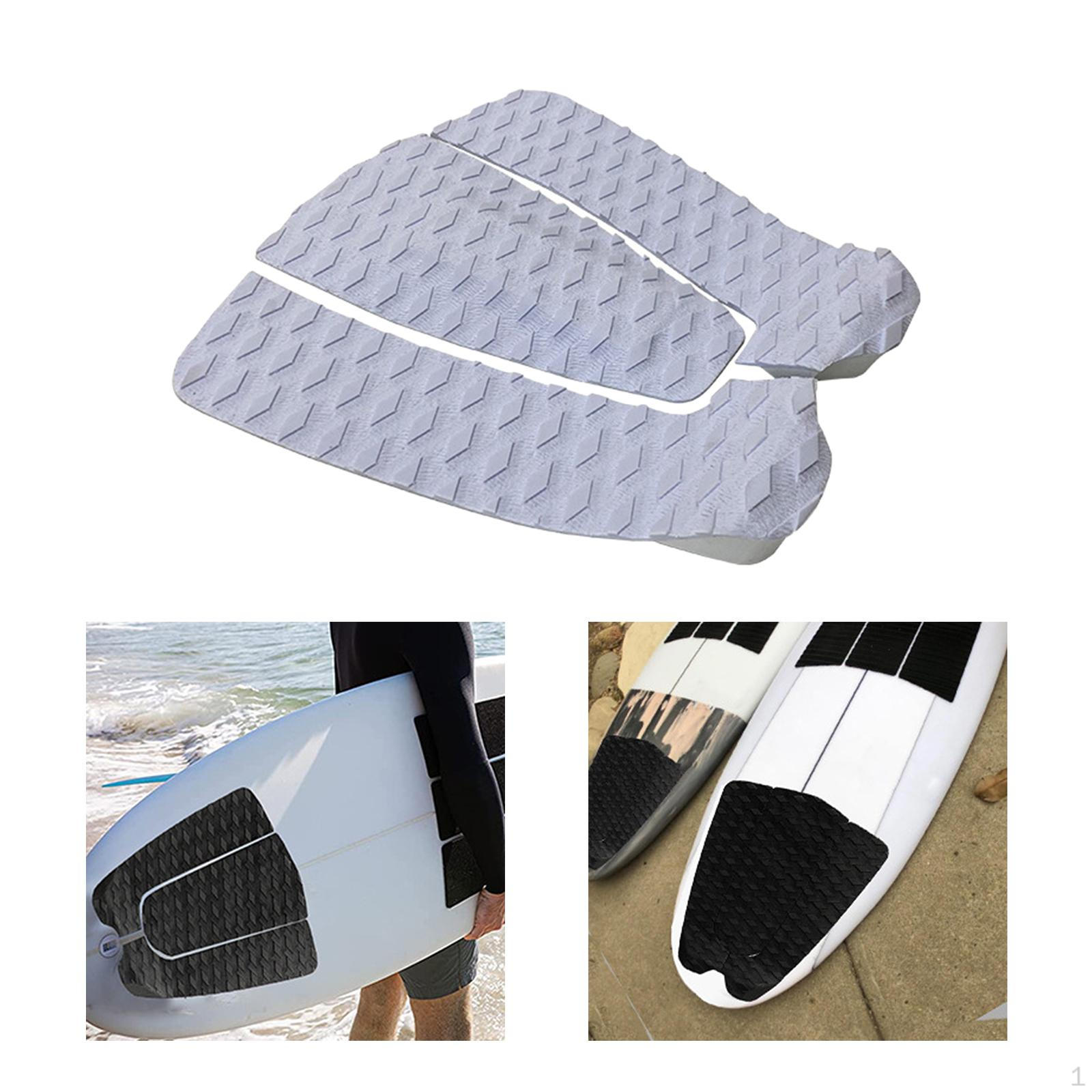 3 X Surfboard Traction Pad, Deck Grip Mat, Non-Slip Tail Pads, Pads for Fish Board, White