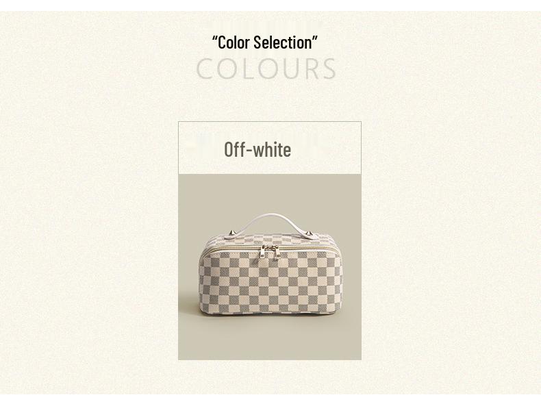 PU Große Monogramm Karomuster Make-up Tasche: Wasserdicht, Tragbar & Multifunktionales Aufbewahrungsfach für Toilettenartikel.