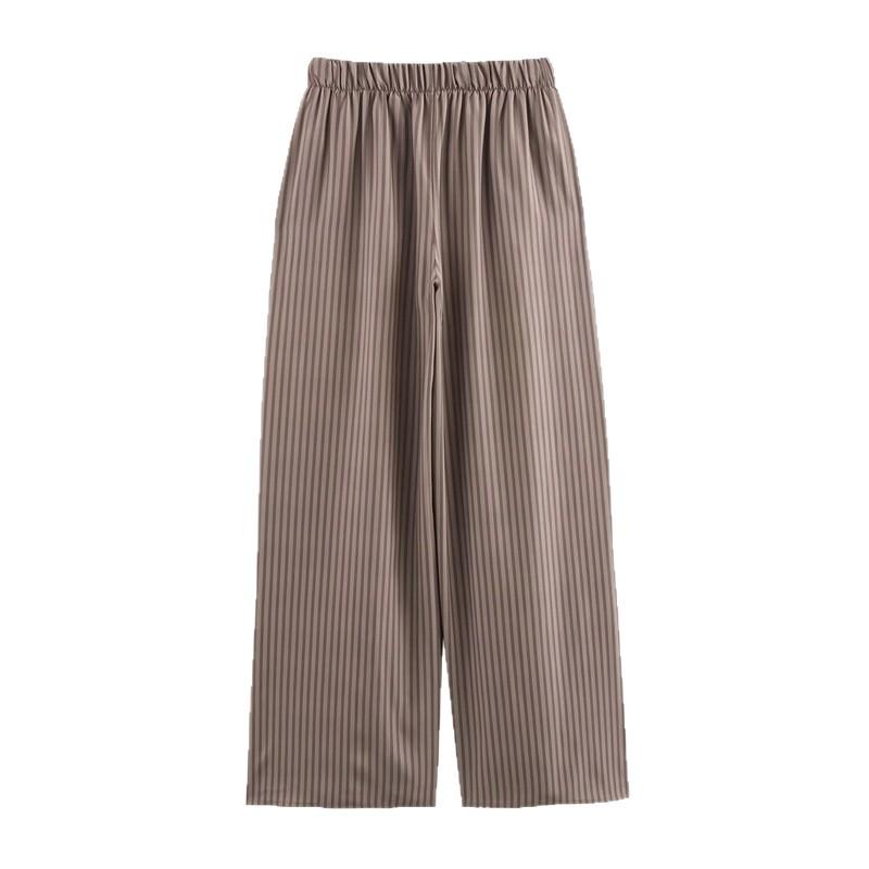 Women's Striped Asymmetrical Shirt & Pajama Pants Set