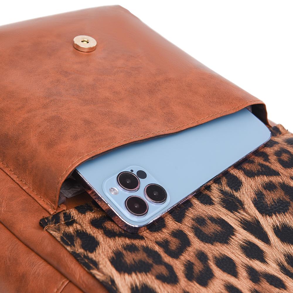 Vintage Rucksack mit Leopardenmuster Damen Schultertasche Studentenrucksack