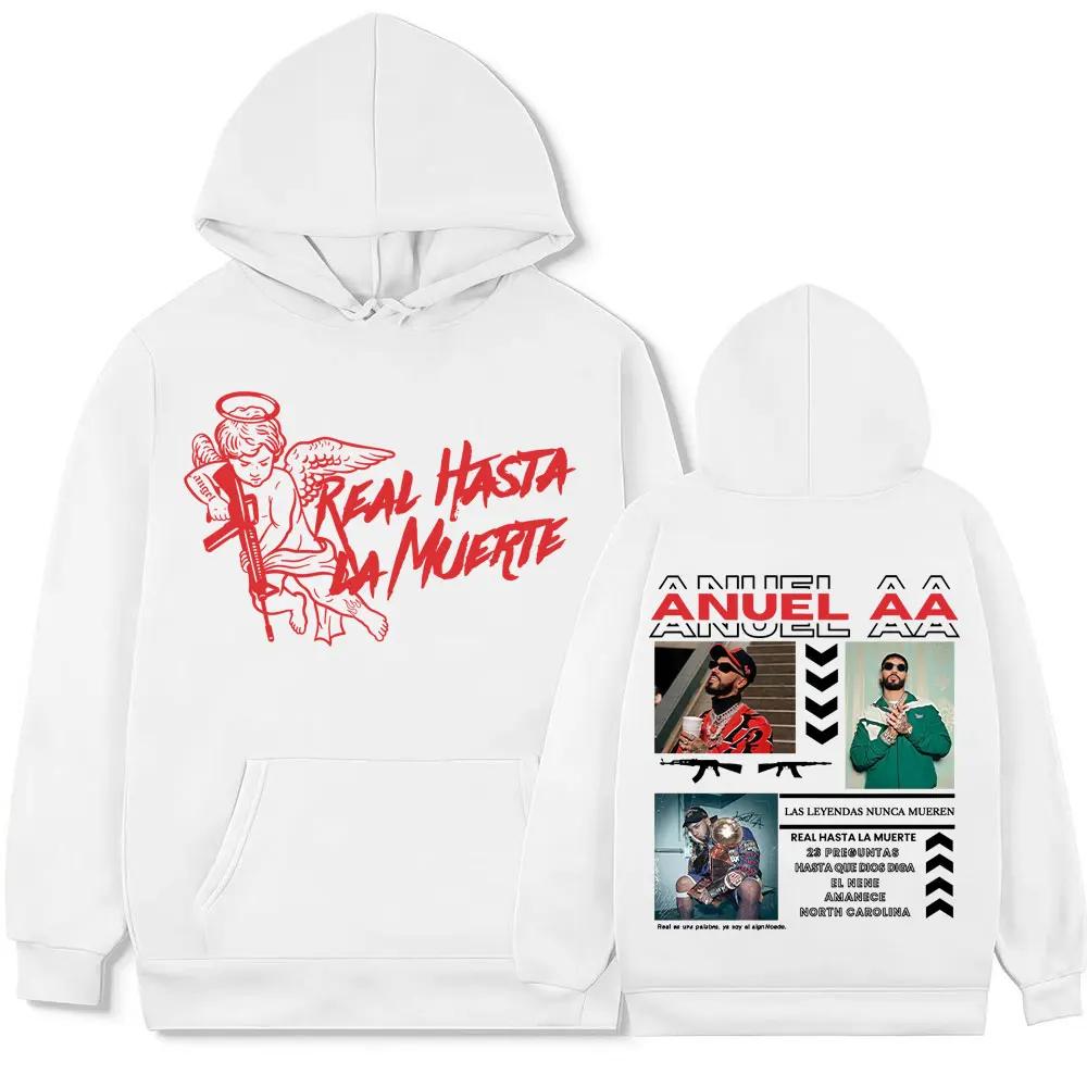 Rapper Anuel AA Real Hasta La Muerte Neue Sweatshirts Herren Damen Harajuku Gothic Retro Hoodie Lässig Gemütlich Locker Hoodies Streetwear