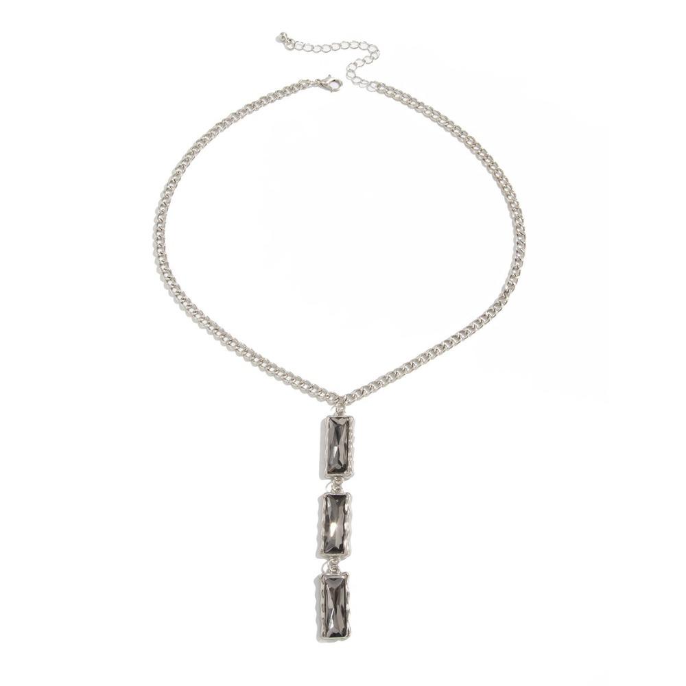 Long Pendant Square Pendant Necklace Vintage Style Metal Chain Choker Necklace Minimalist Style Exquisite Design Women Jewelry