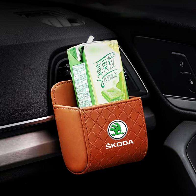 Car Interior Storage Bag Air Outlet Debris Bag Hanging Organizer Box for Skoda SCALA Superb Octavia 2 3 A4 A5 Fabia Kamiq Kapoq Kodiaq Rapid