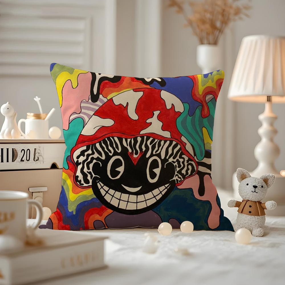 LLil DDarkie Rapper Cushion Cover Antidustmite Pillowcase Invisible Zipper Silky Short Plush Sofa Cushion Cover