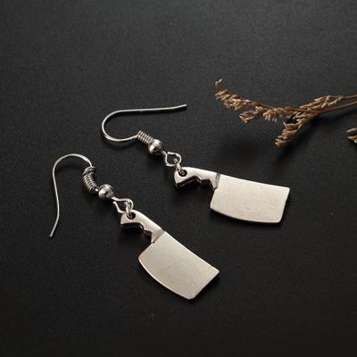 1pair Vintage Handmade Simple Fashion Design Punk Knife Style Kitchen Knife Earrings Drop Earrings
