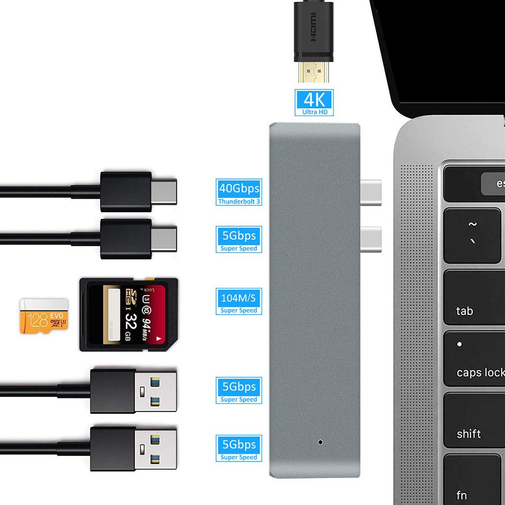 USB C HUB for MacBook Pro Type-c 3.1 to HDMI-compatible 4K Converter USB C to MCIRO SD SDHC MMC TF Card Reader Extend Adapter