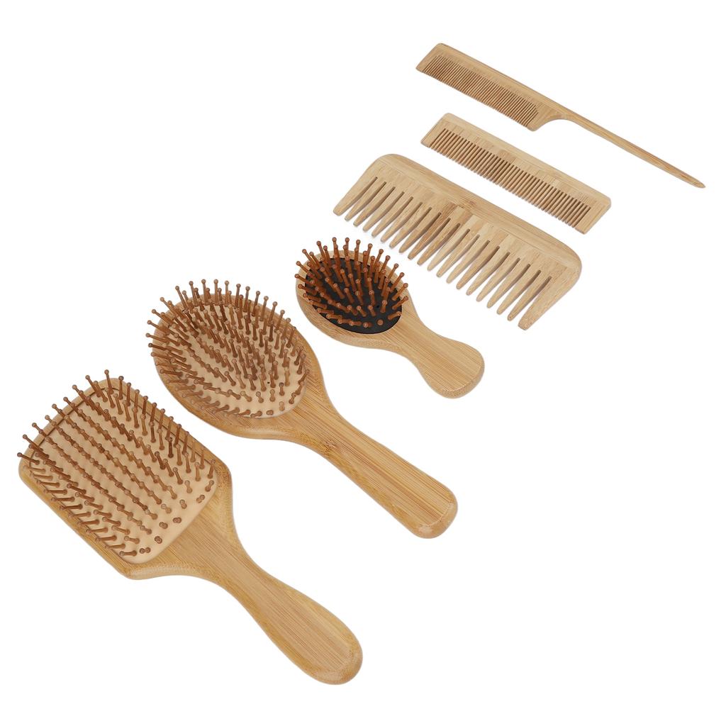 6pcs Hair Brush Comb Set Phyllostachys Pubescens Environmentally Friendly Ergonomic Detangling Hair Brush Comb Set