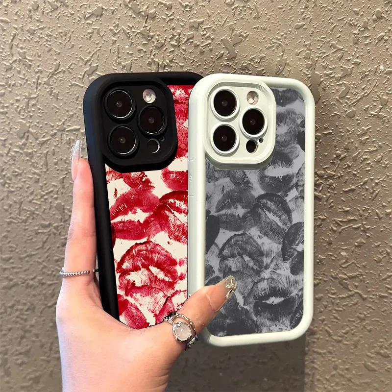 Sexy Red Lips Fashion Silicone Phone Case For iPhone 16 15 14 13 12 11 Pro Max 7 8 16 Plus 16E X XS XR SE Shockproof Soft Cover
