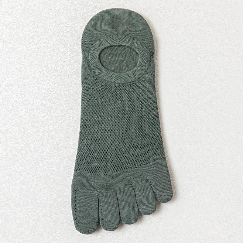 Men's Breathable Cotton Five-Finger Socks - Deodorant, Sweat-Absorbent, Split Toe, Invisible, Summer-Weight Mesh Boat Socks.