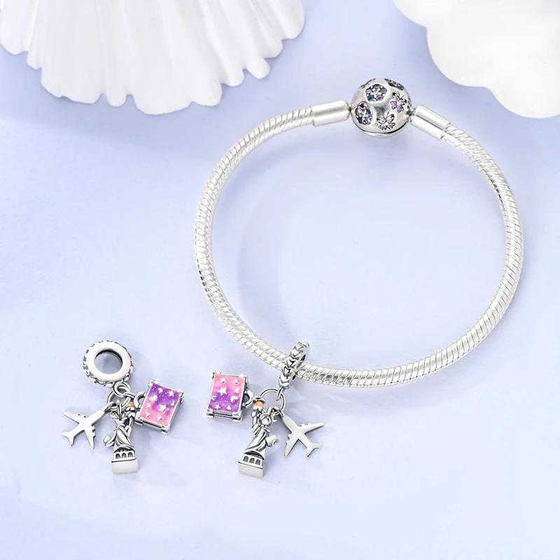 Charms Coppergoddess Statue Airplane Trunk Beads Fit Charms Plataoriginal Bracelet Beads Women Jewellery Making Diy