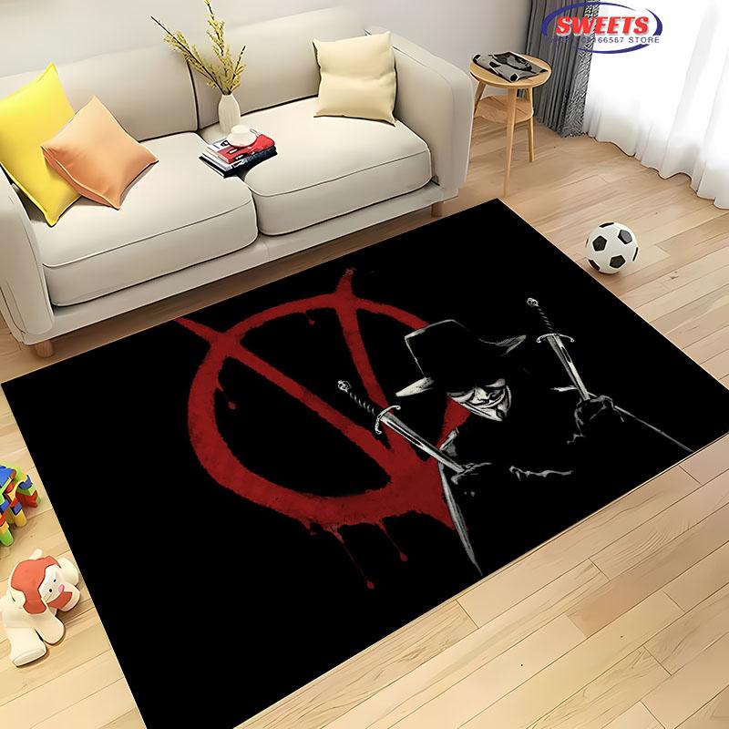 V for Vendetta Carpet! Bedroom Floor Mat, Living Room Bed Mat, Non-slip Exquisite Home Decoration, Durable Machine Washable Rug