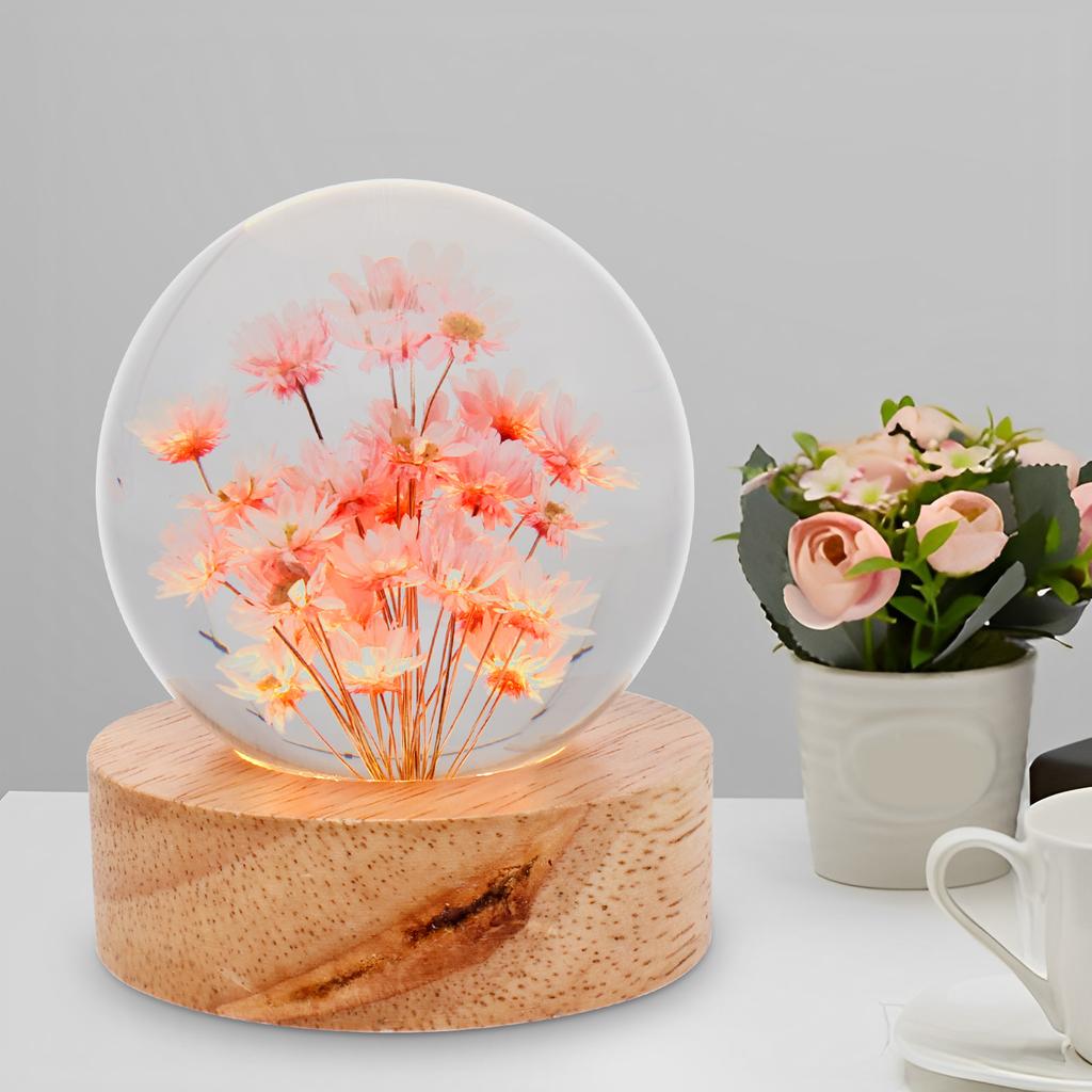 Crystal Ball Night Lights 3D Dandelion Luminous Table Lamp Bedroom Home Decor for Kids Party Children Birthday Gifts Flower Lamp