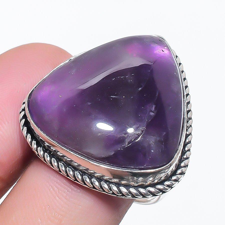 

Natural Sage Amethyst Gemstone 925 Sterling Silver Jewelry Ring Size 9 AR-15721