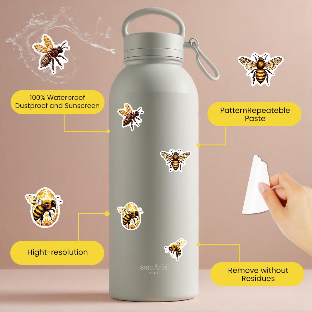 35-70pcs Bee Stickers Spring Summer Insect Graffiti Sticker Diy Skateboard Diary Laptop Decals Stationery Stickers