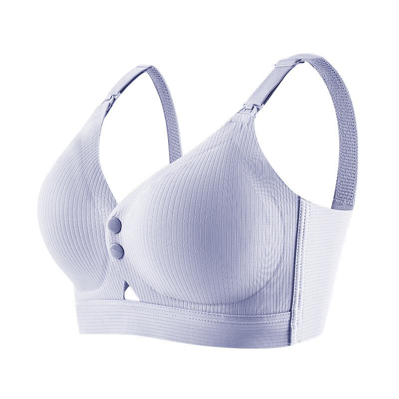 Seamless Maternity Bra with Double Front Clasp High Elasticity Push-up and Nursing Support