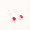 Naturlig Rosa Rubellit Ädelsten Stämplad 925 Silver Zirkon Hängande Örhängen 1,86" CZE-7-7