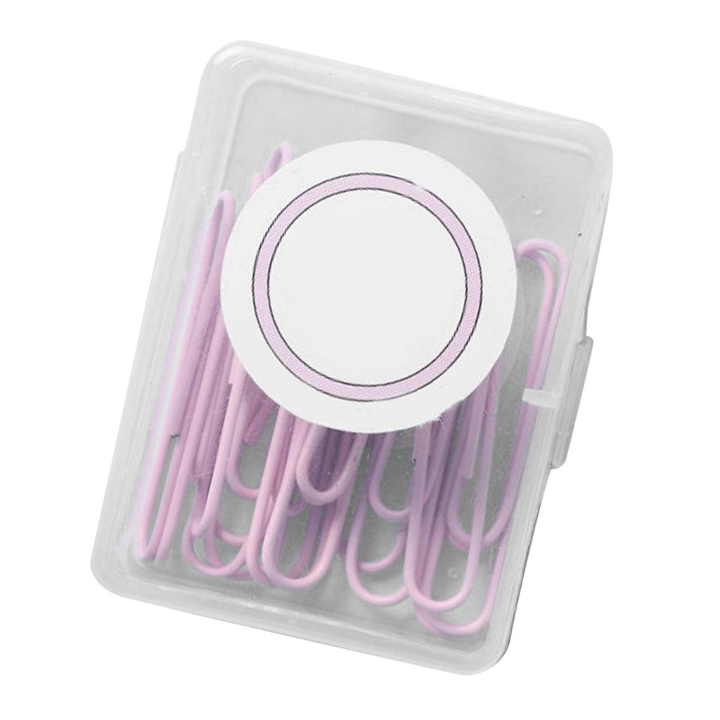 Paper Clips Metal for File Book Binding Colored Office Supplies with Storage Box 50mm Sakura Pink