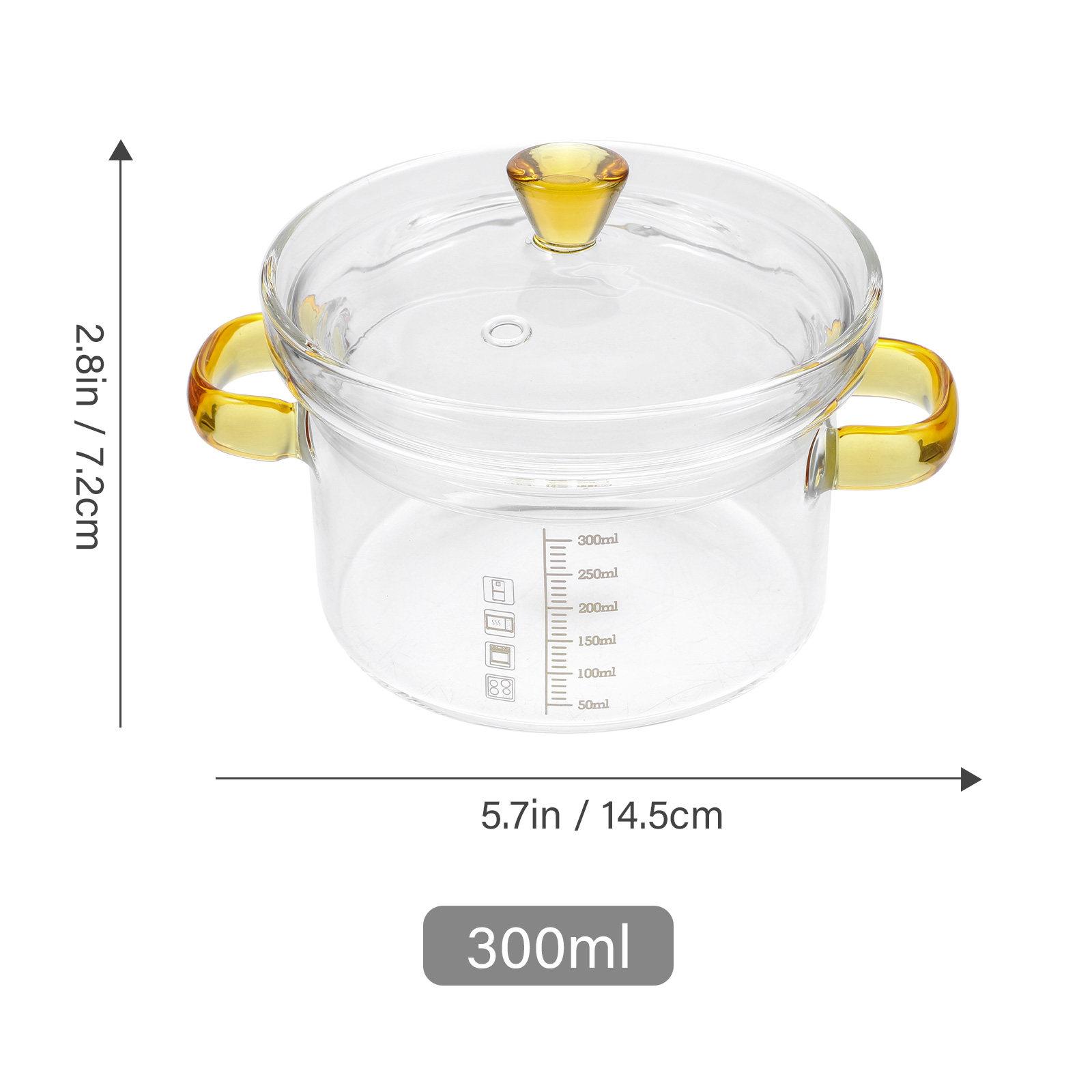 Glass Steaming Bowl with Lid 300Ml Heat Resistant Small Stew Pot Soup Storage Container Kitchen Household Glass Soup Bowl