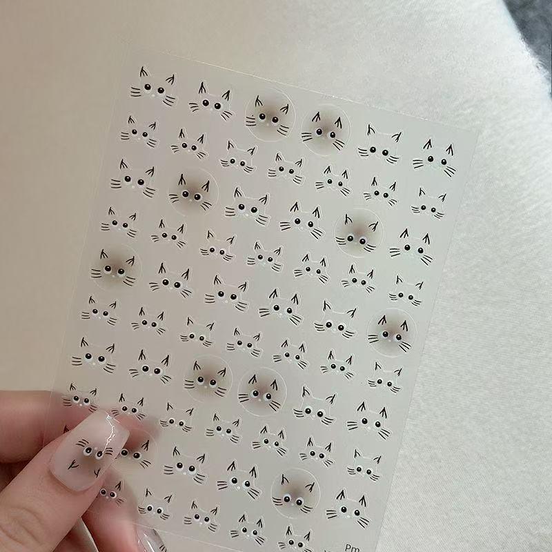 Cute Cat Cartoon Big Eyes Cute Thin Ligament Glue Nail Decoration Sticker Nail Sticker Sticker Sticker Sticker