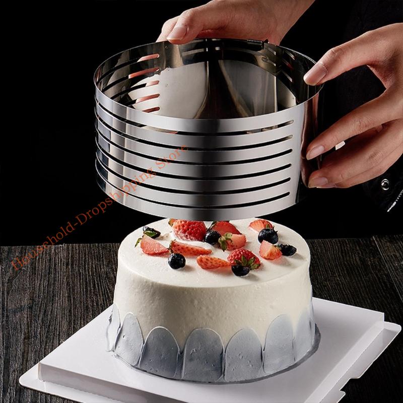 85AD Round Mousse-Mould for Cake-Decor Cake Leveler-Slicer Adjustable Round Cake Cutter Rings Stainless Steel Cake Slicing