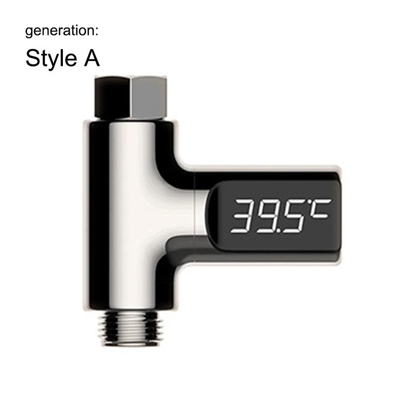 LED Display Household Water Shower Thermometer 5-85℃ Flow Self-powered Water Thermometer Monitoring Care Energy Smart Meter