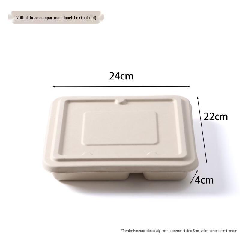 Disposable 3-Compartment Bagasse Pulp Meal Box