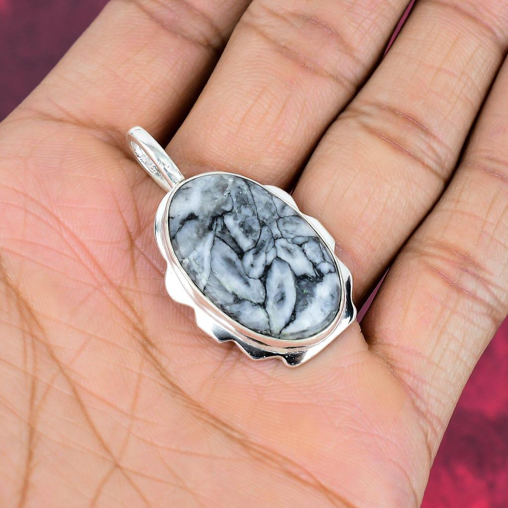 Pinolith Jasper 925 Solid Sterling Silver Pendant, Handmade Gemstone Pendant Jewelry, Gifts For Wife Brand New Pendant