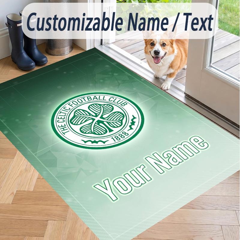 Custom Text Printed Rug Celtic FC Non Slip Floor Carpet For Home Room Decor